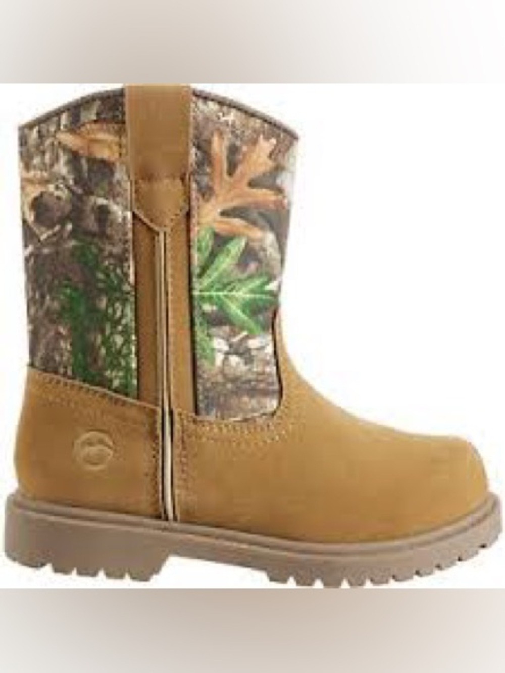 Magellan Outdoors Kids' Boone Realtree Edge boots tan faux-suede camo Sz 10D